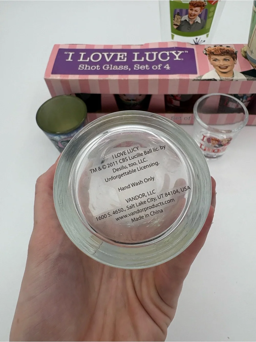 I Love LUCY Set of 2 16 OZ GLASSES and 7 Shot Glasses New Never Used Kitchen